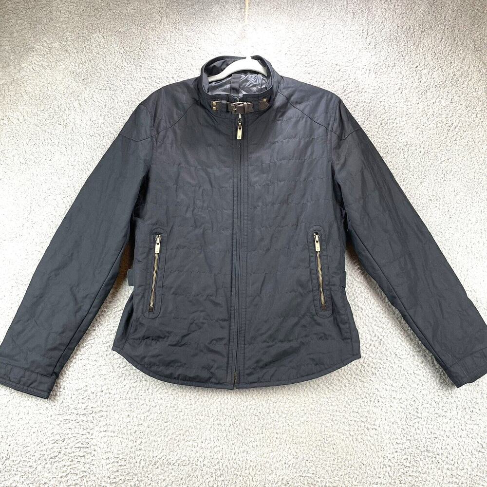 Massimo Dutti Jacket Womens Medium Full Zip Snap Quilted Lined Pockets 3416